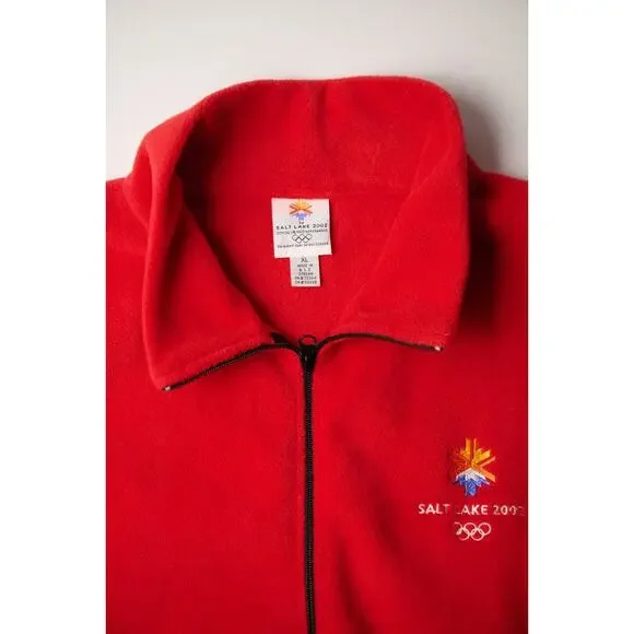 Vintage Salt Lake 2002 Olympics Full Zip Fleece Vest Men's XL Red Mock Neck NWT - Picture 5 of 10
